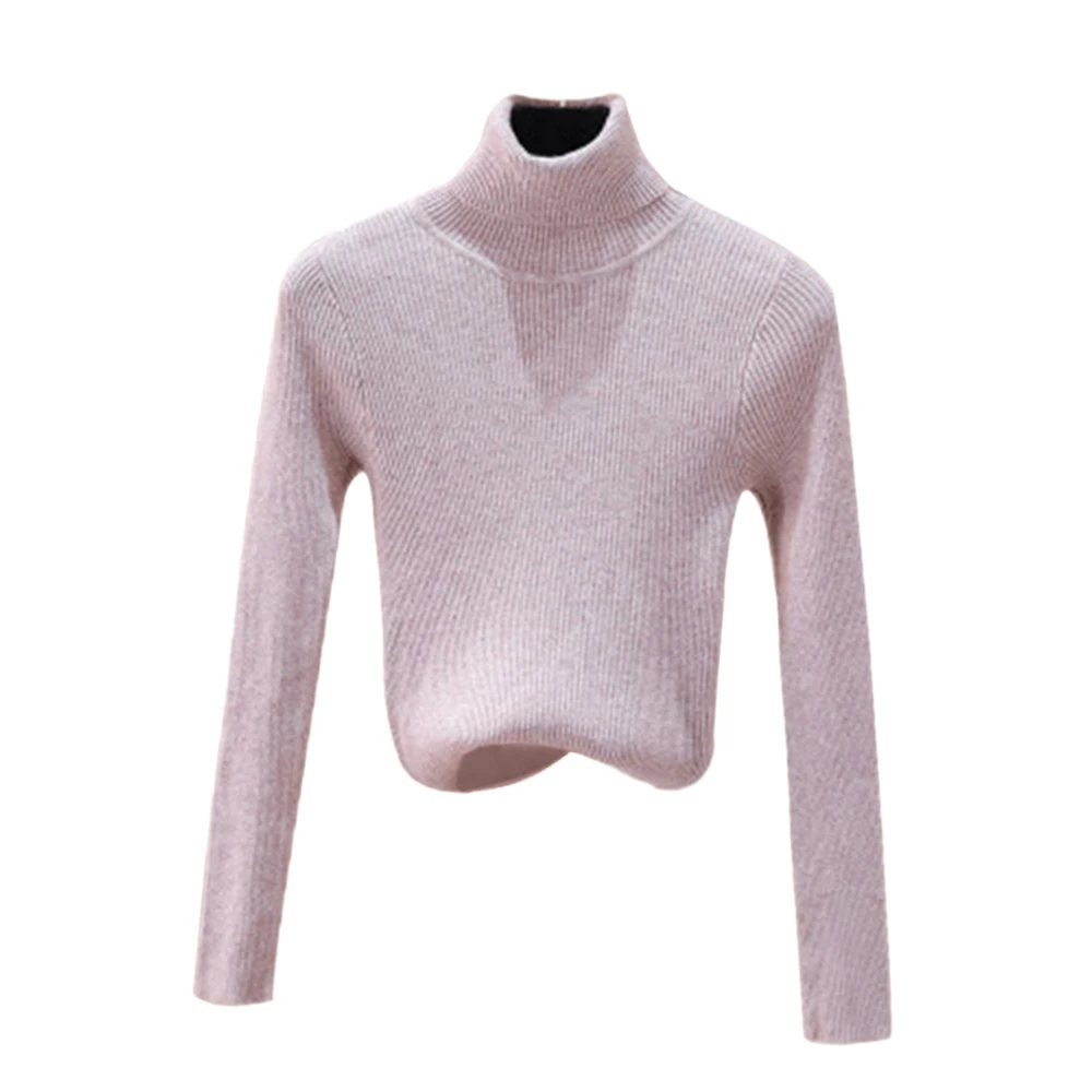 Распродажа, осенне-зимний женский вязаный свитер с высоким воротом, повседневный мягкий джемпер с воротником поло, модный тонкий женский эластичный пуловер - Цвет: Khaki