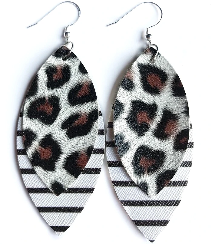 2019 New Feather Glitter Leather Earrings For Women Fashion  Leather Leaf Earrings Vintage Earrings Women
