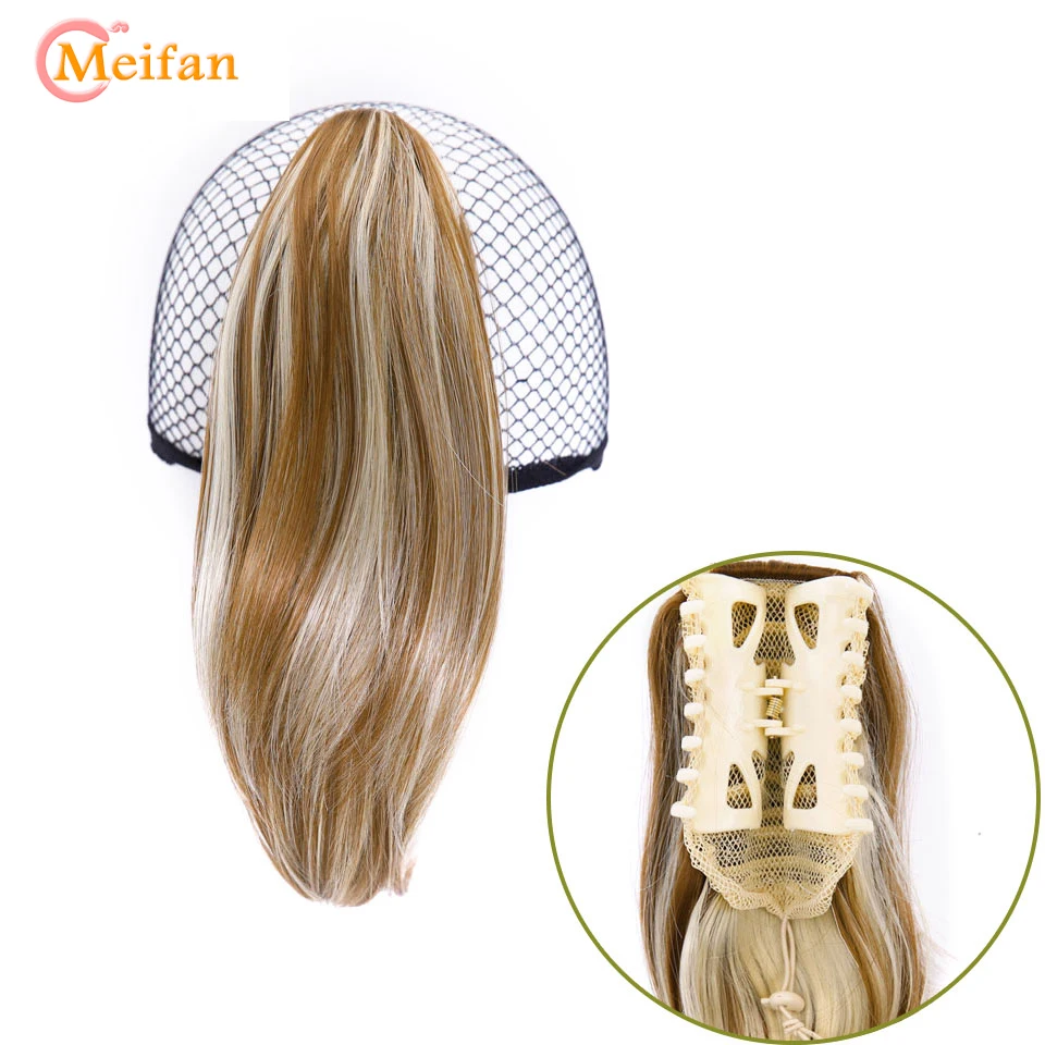 MEIFAN Claw on Ponytail Clip in Hair Extensions Straight Pony Tail Hairpiece High Temperature Fiber Synthetic Short Hairstyles