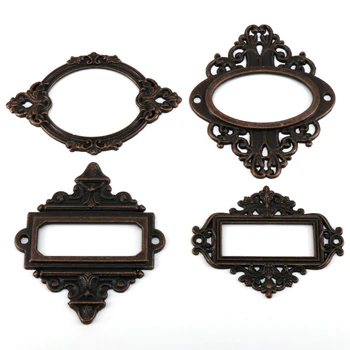 

5PCS Retro and Stylish Copper Tone Vintage Label Frame card Holders with Screws for Office, Library, Garage Furniture Hardware