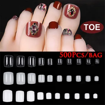 

500Pcs/Set False Fake Artificial Toe Nail Tips French Foot Tips Acrylic Professional Nail Art Decor Full Cover Toenails Manicure