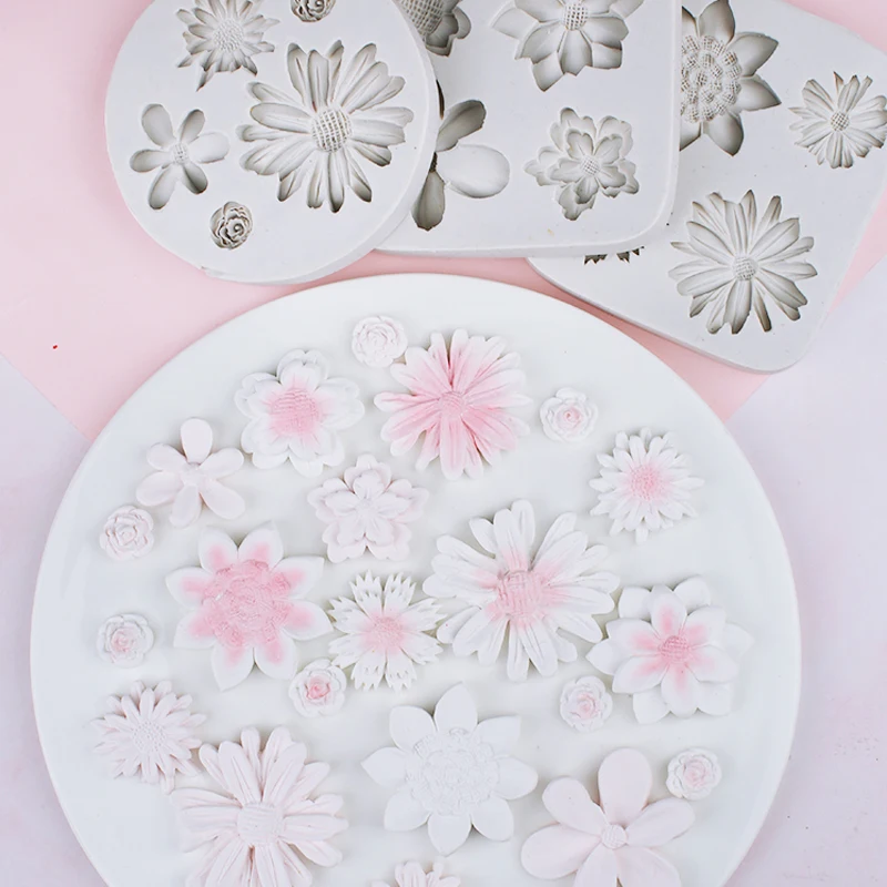 Маргаритка и цветок силиконовая форма помадка торт украшение инструмент Gumpaste сахарный шоколадный формы для выпечки Fimo