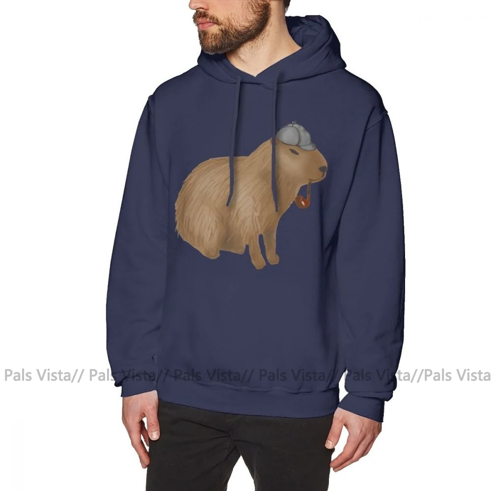 Capybara/худи с шерлоком; толстовки с капюшоном; уличная одежда; Зимний пуловер; толстовка с капюшоном; цвет СЕРЫЙ; модные хлопковые мужские толстовки - Цвет: Тёмно-синий