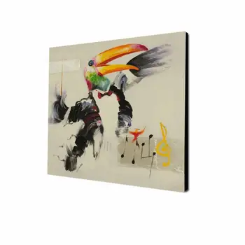 

Hand Painted Watercolor Beautiful Parrot Oil Painting Abstract Animal Picture Canvas Painting No Frames Living Room Home Decor