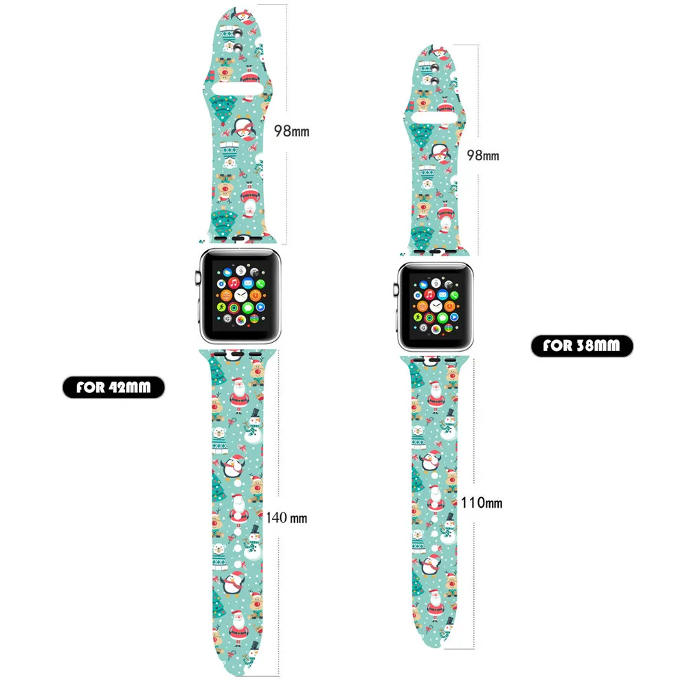 Ремешок для умных часов Apple watch band 5 4 44 мм 40 мм Рождественский силиконовый ремешок для часов браслет с принтом для iWatch 3 2 1 ремешок для часов