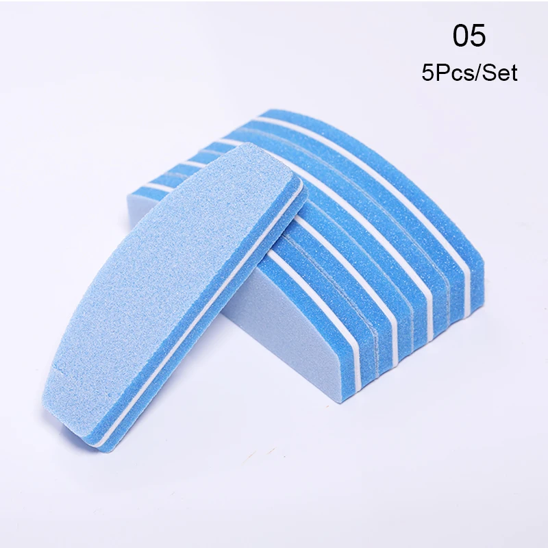 5pcs blue Пилочка для ногтей, полировщик для ногтей, шлифовальный блок, 4 стороны, полированный лайм, губка для ногтей, Полировочный блок, шлифовальная губка - Цвет: 5pcs blue