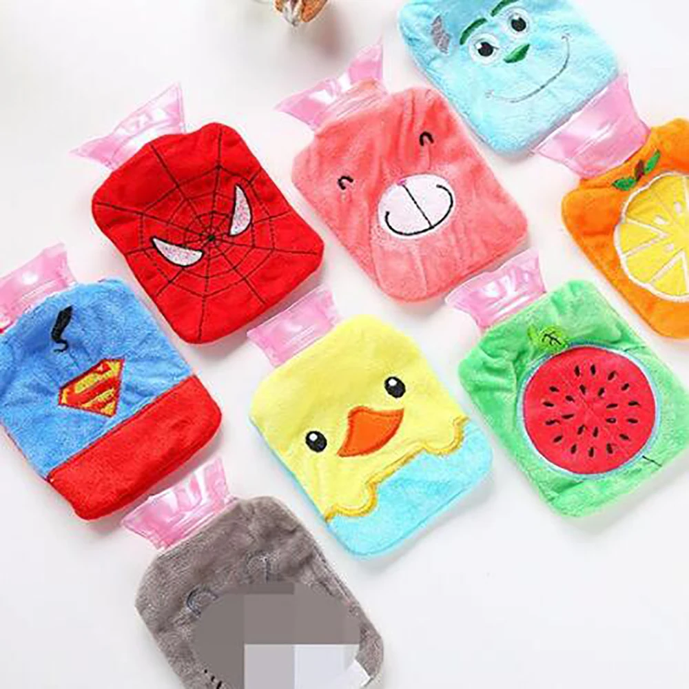 1 pcs Plush Cartoon Thick Hot Water Bottle Bag Warm Relaxing Heat Cold Therapy Portable Hand Warmer Water Injection Storage Bag