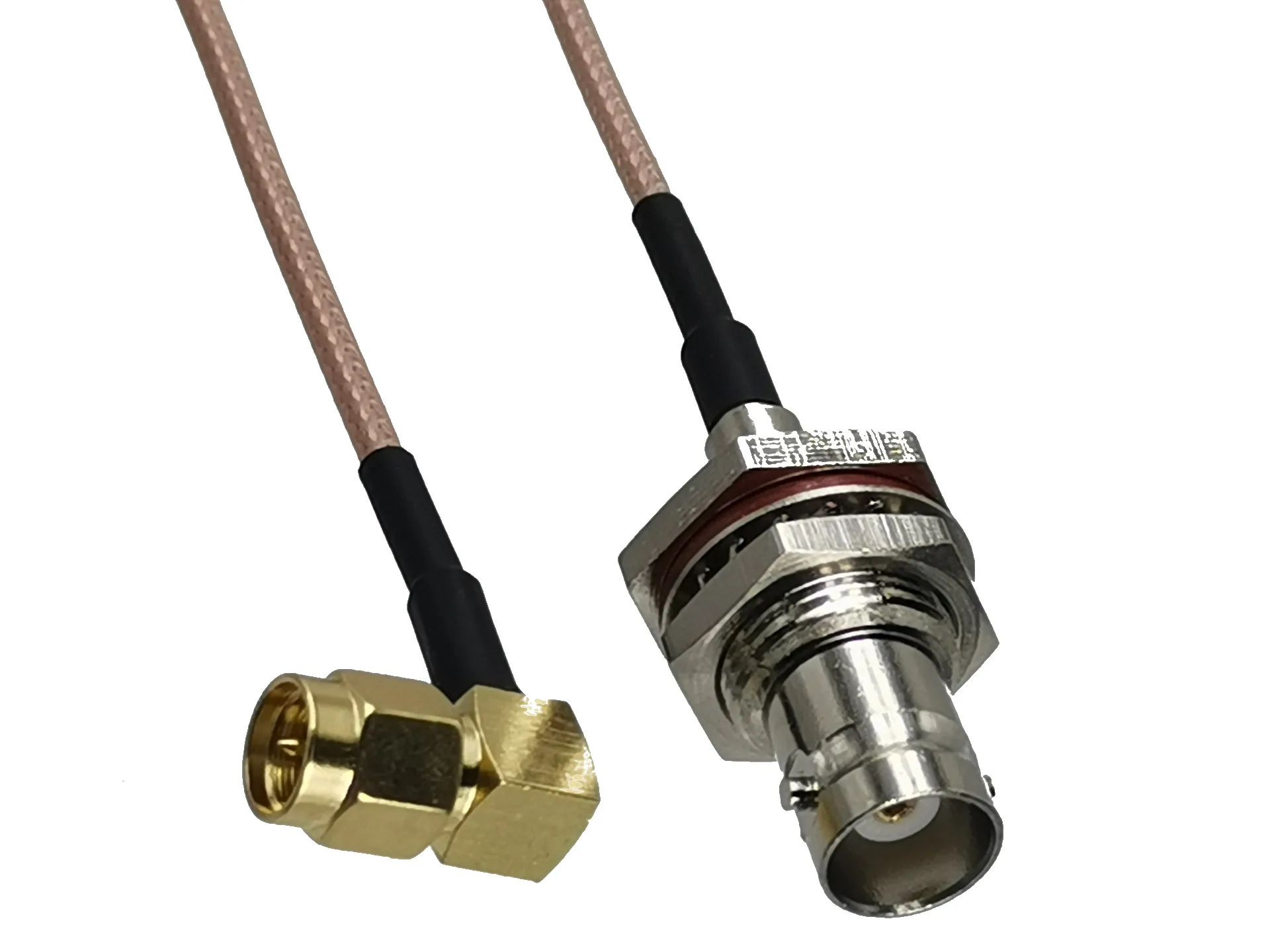 

1pcs RG316 SMA Male Plug Right Angle to BNC Female Bulkhead Connector RF Coaxial Jumper Pigtail Wire Terminal 4inch~5M New Brass