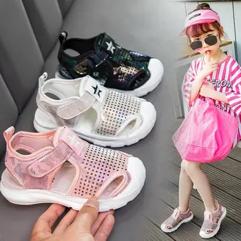 

kids Sandals For Toddlers Girls Big Girl Beach Shoes Rhinestone Bling With Star Sweet Princess Cute Soft Children Sandals