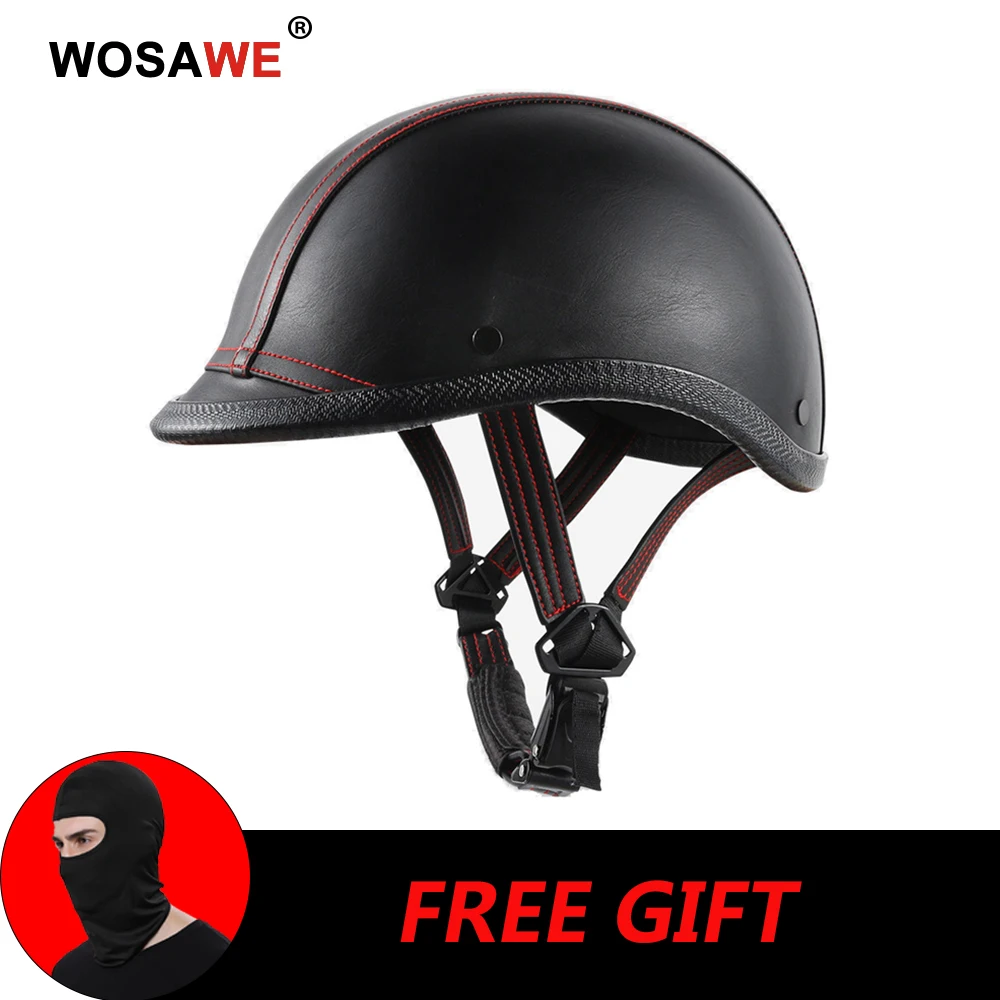 WOSAWE мотоциклетный шлем половина лица из искусственной кожи Rider защита головы жесткий шлем немецкий Чоппер военный тактический шлем 52~ 58 см