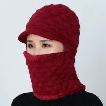 Теплый для шеи трикотажный свитер шерсть мама шапочки зимняя женская шапка девушка Маска-Шляпа Балаклава Beanie Femme Gorras Hat