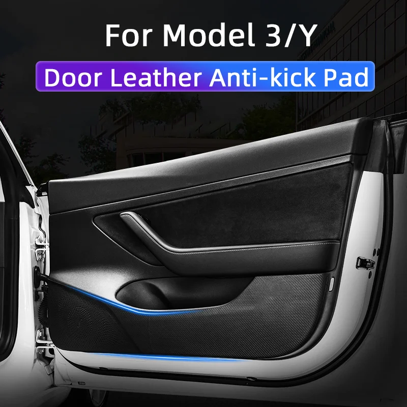 Car Door Leather Anti Kick Carbon Fiber Pattern Protective Cover Auto
