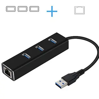 

USB3.0HUB + Gigabit Network Card Hub 3 Ports USB 3.0 Gigabit Ethernet LAN Rj45 Network Adapter Hub to 1000mbps