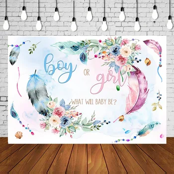 

Boho theme gender reveal party birthday party backdrop baby boy or girl baby shower photo background table wall Decor SM-656