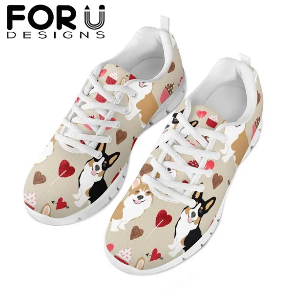 CDYXX0117AQ FORUDESIGNS/женские кроссовки с рисунком собаки из мультфильма; коллекция года; дышащая повседневная обувь на шнуровке; Женская Удобная прогулочная обувь на мягкой платформе - Цвет: CDYXX0117AQ