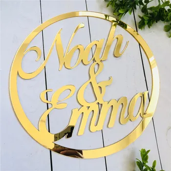

Wooden/Acrylic Laser Cut Personalized Bride Groom Wedding Photoboth Prop Custom Name Wall Hanging Couples Marriage Party Gifts