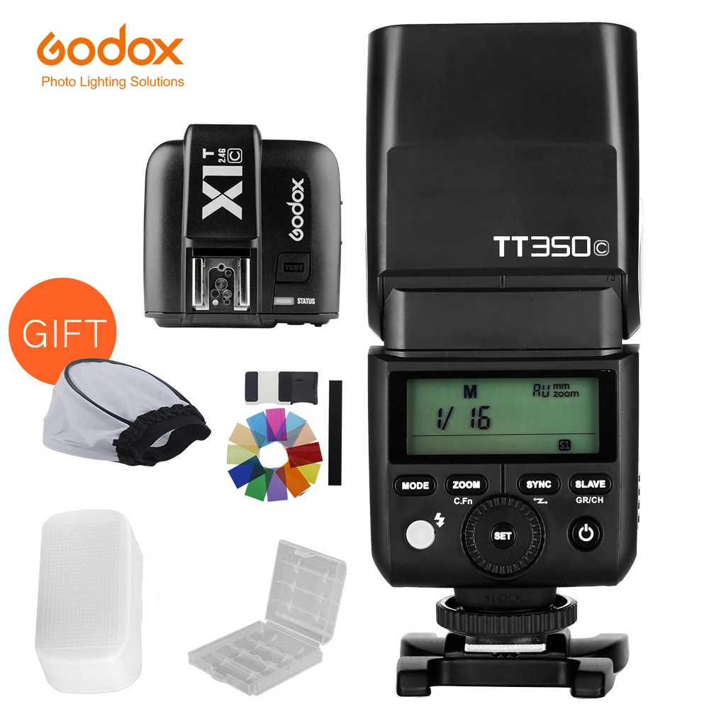 Вспышка Godox TT350C TT350N TT350S TT350F TT350O TTL HSS 1/8000s с передатчиком X1T для Canon Nikon Sony Fuji Olympus |