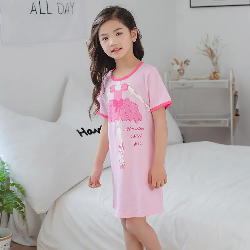 Ночные рубашки принцессы для девочек летняя детская одежда ночная рубашка мультяшная Ночная сорочка с короткими рукавами детская одежда для сна с героями мультфильмов - Цвет: XB-dress