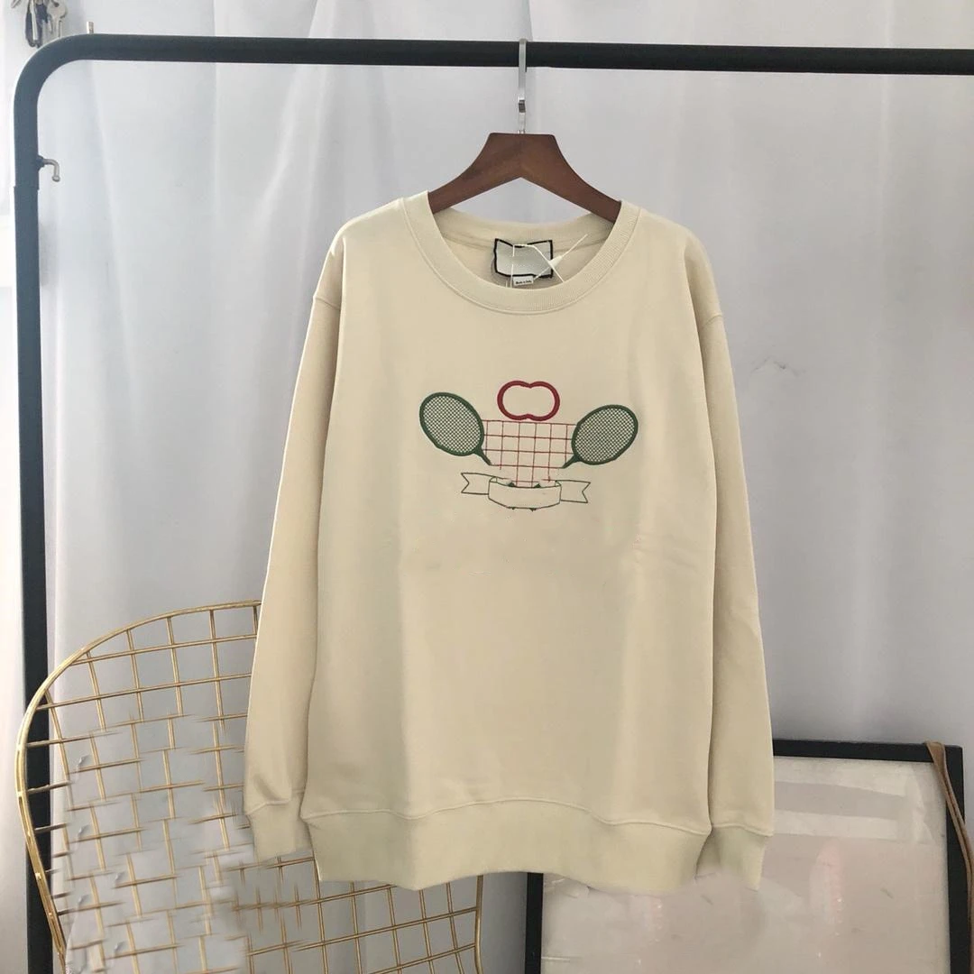 

Womens Sweatshirt Embroidery Racket Round Neck Pullover Women Sports Fashion Sweatshirts Lovers Clothes Casual Loose Pullover