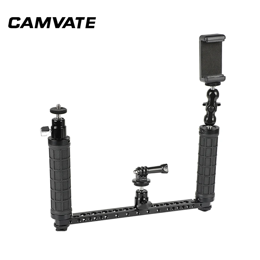 Двойная резиновая рукоятка CAMVATE с креплением для мобильного телефона и моноподом для камеры C2273