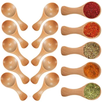 

Small Wooden Spoons Mini Tasting Spoons Condiments Salt Spoons for Kitchen Cooking Seasoning Oil Coffee Tea Sugar 20Pcs