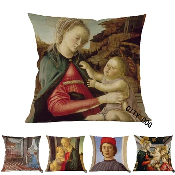 

famous painter Painting art Madonna and Child Cotton and linen 45*45CM square pillow case Cushion cover pillowcase Decor