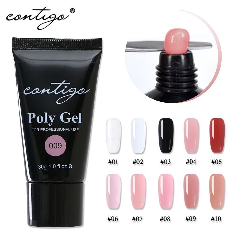 

Contigo Gel for Nail Extension Semi-permanent uv Varnish Polygel 10Colors Nail Art Clear Builder Poly Gel Nail Kit Slip Solution