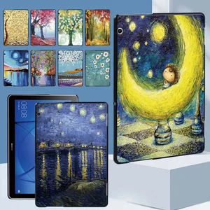 Tablet Case for Huawei MediaPad T3 10 9.6" Drop Resistance Oil Painting Pattern Hard Shell + Free Stylus