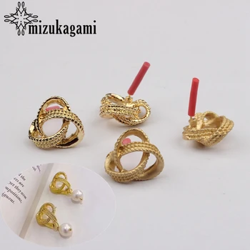 

Zinc Alloy Fashion Golden Hollow Flowers Base Earrings Connector 6pcs/lot For DIY Drop Earrings Jewelry Making Accessories