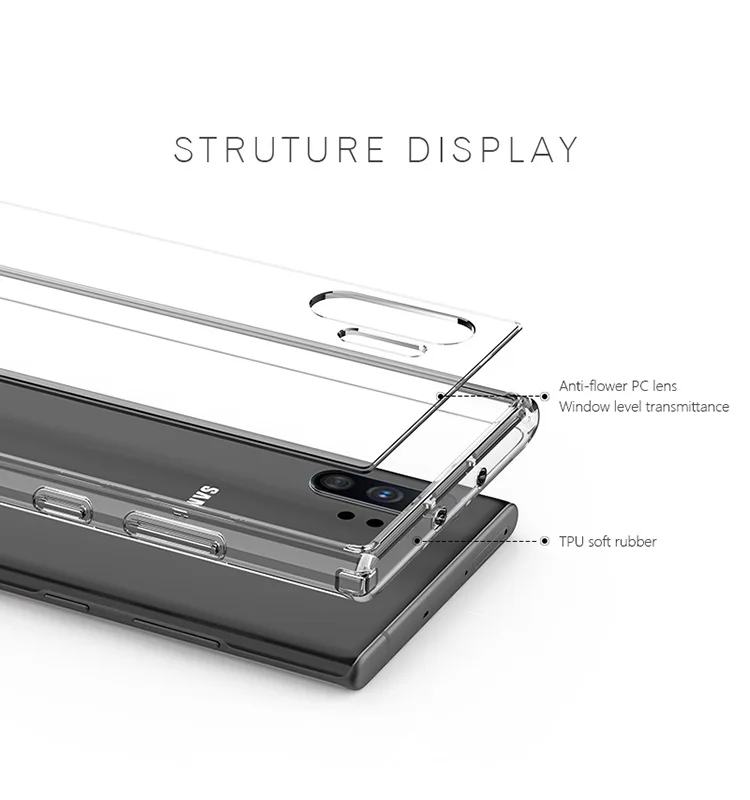 Прозрачный креативный противоударный чехол для телефона samsung Galaxy Note10 Note10+ ударопрочный защитный чехол-бампер