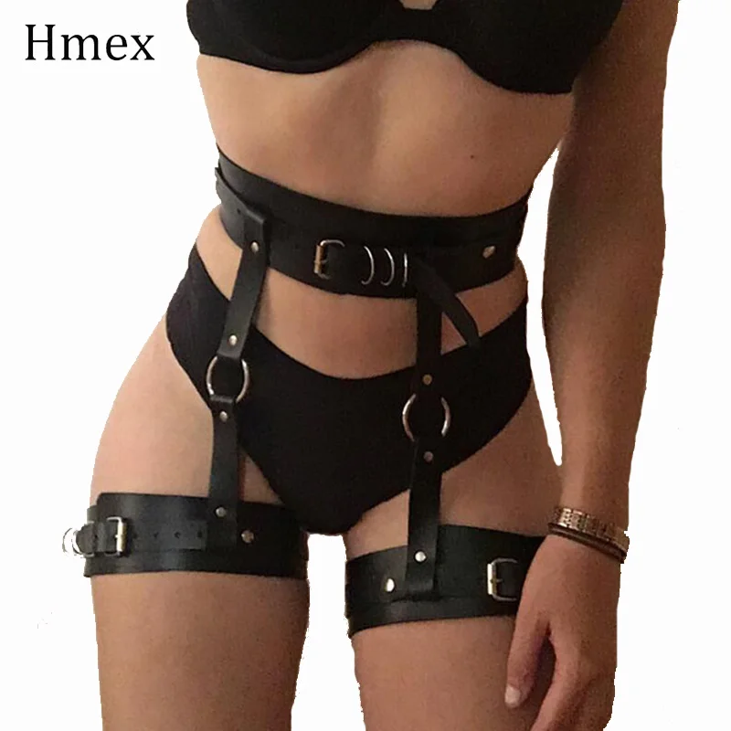 Сексуальный женский кожаный ремень-подвязка в стиле Харадзюку, эротический Готический пояс для нижнего белья, подтяжки, Фетиш клетки, пояс для чулок