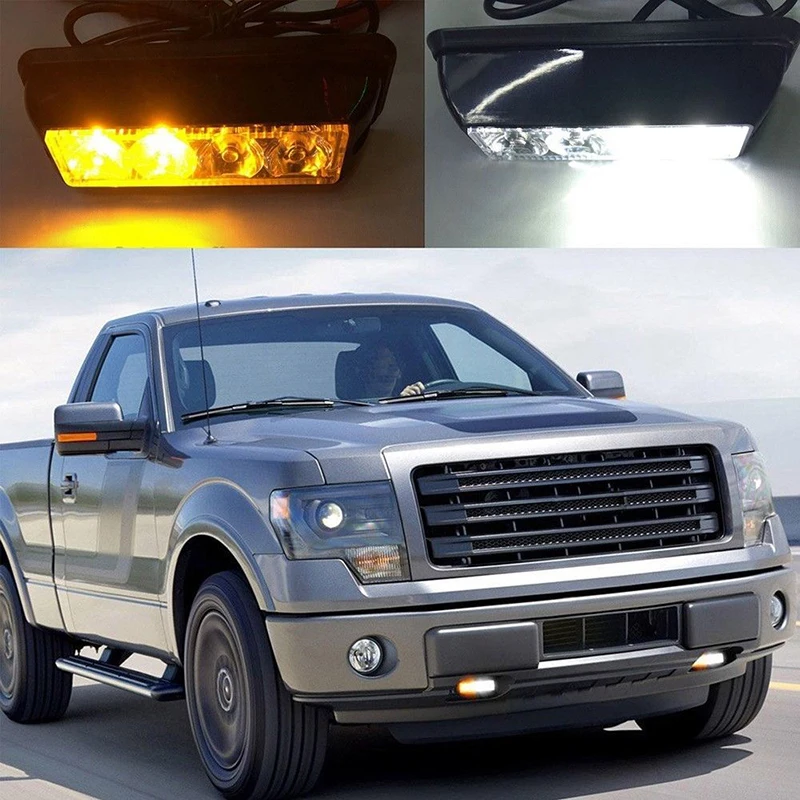 2pcs 4LED 4W белый+ желтый аварийный автомобильный боковой маркер решетка вспышка стробоскоп светильник