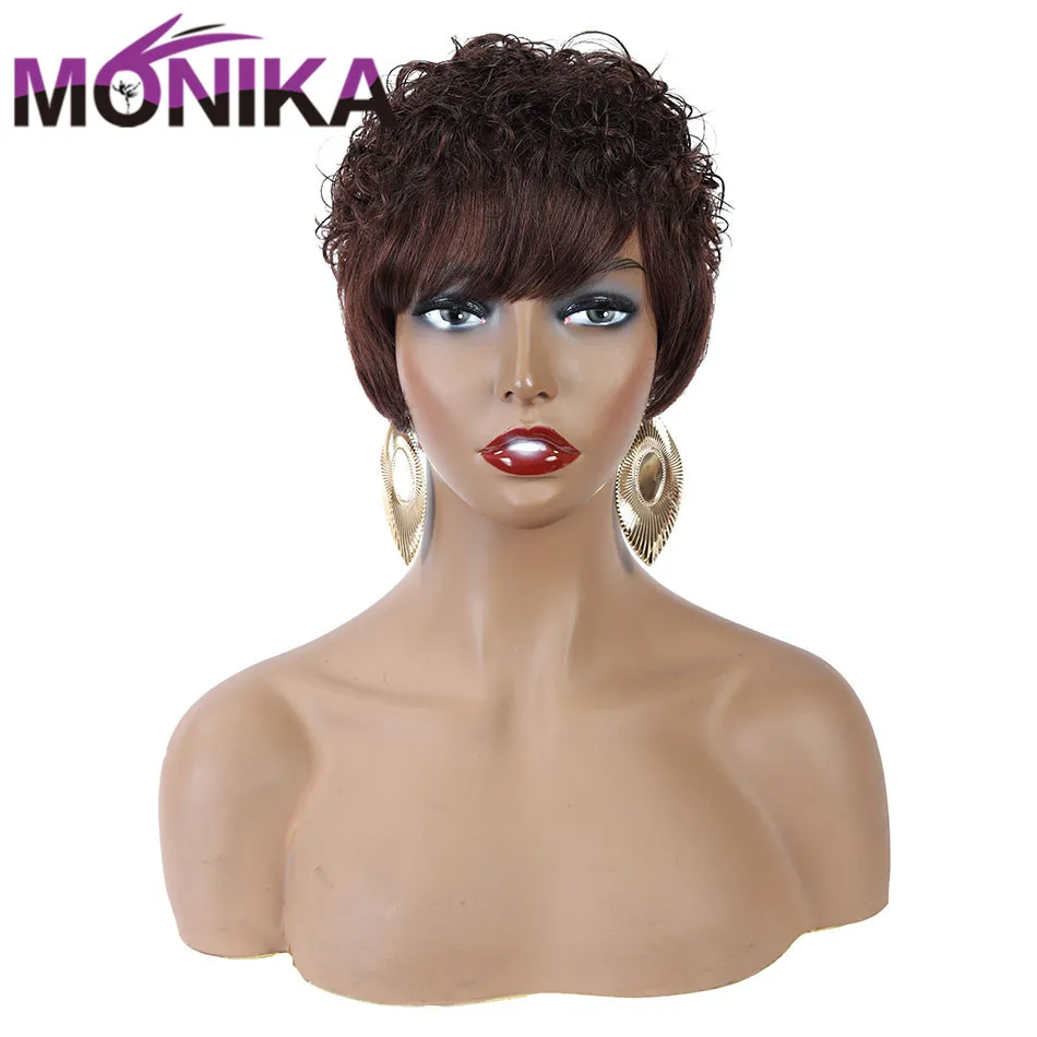 Monika Бразильские короткие парики из человеческих волос для черных женщин Remy