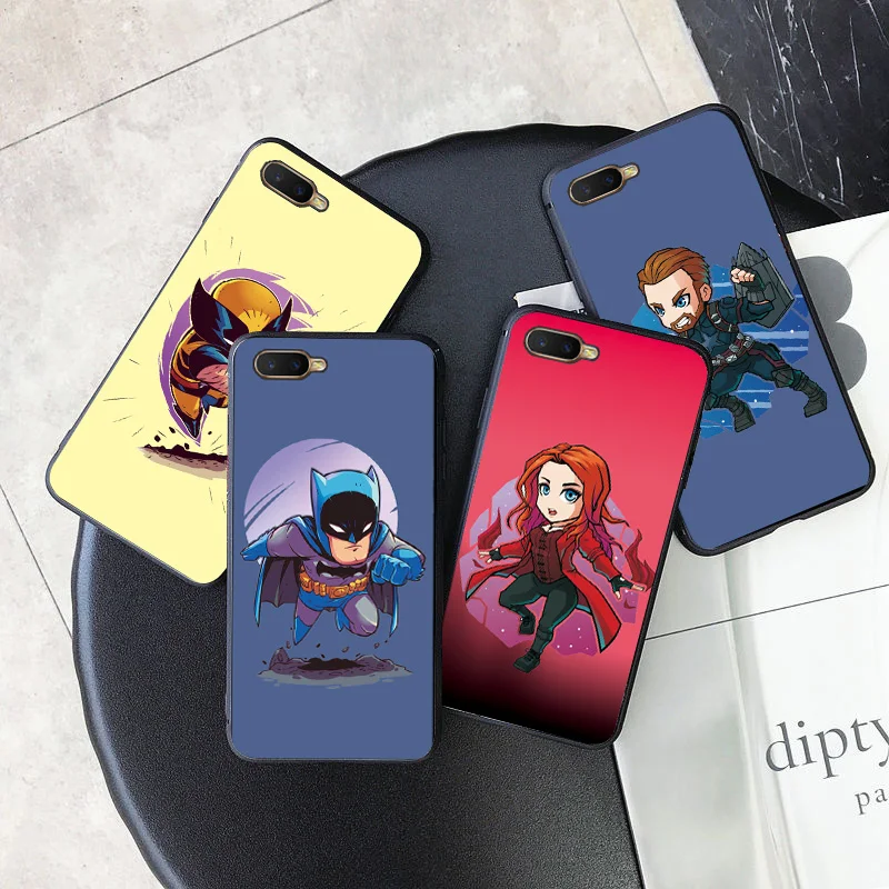 

Case For OPPO K1 R17 RX17 Neo AX7 A7 Case Cover Soft Black TPU Phone Cases For OPPO A5 A3S Case Cute Cartoon Iron Man Cover Capa