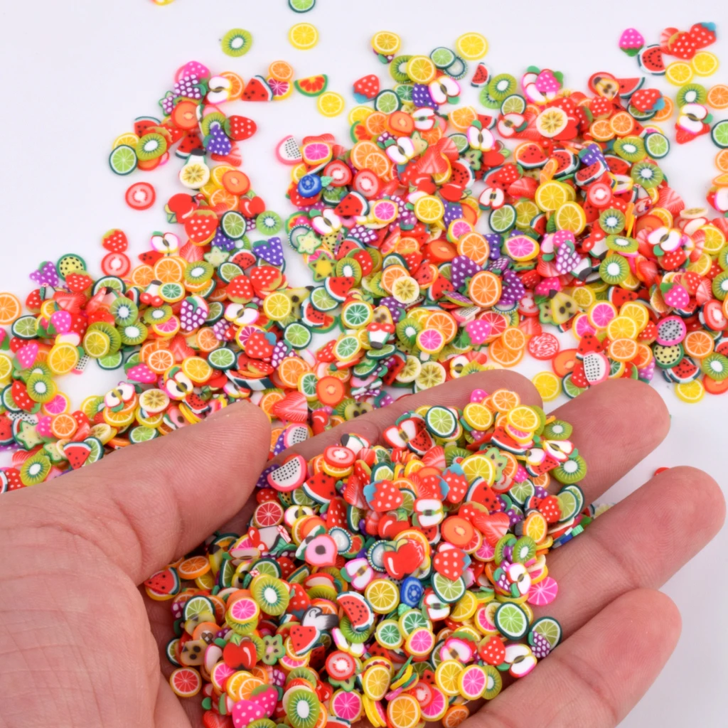 1000 шт фруктовые ломтики Fimo амулеты для детей Lizun DIY принадлежности полимерная прозрачная глина посыпает шпатлевка дизайн ногтей ремесло обучающие игрушки