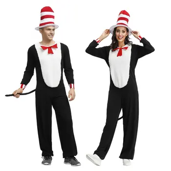 

Umorden Adult Penguin Costume for Men Women Couples Jumpsuit Circus Magician Cosplay Halloween Purim Party Costumes Fancy Dress