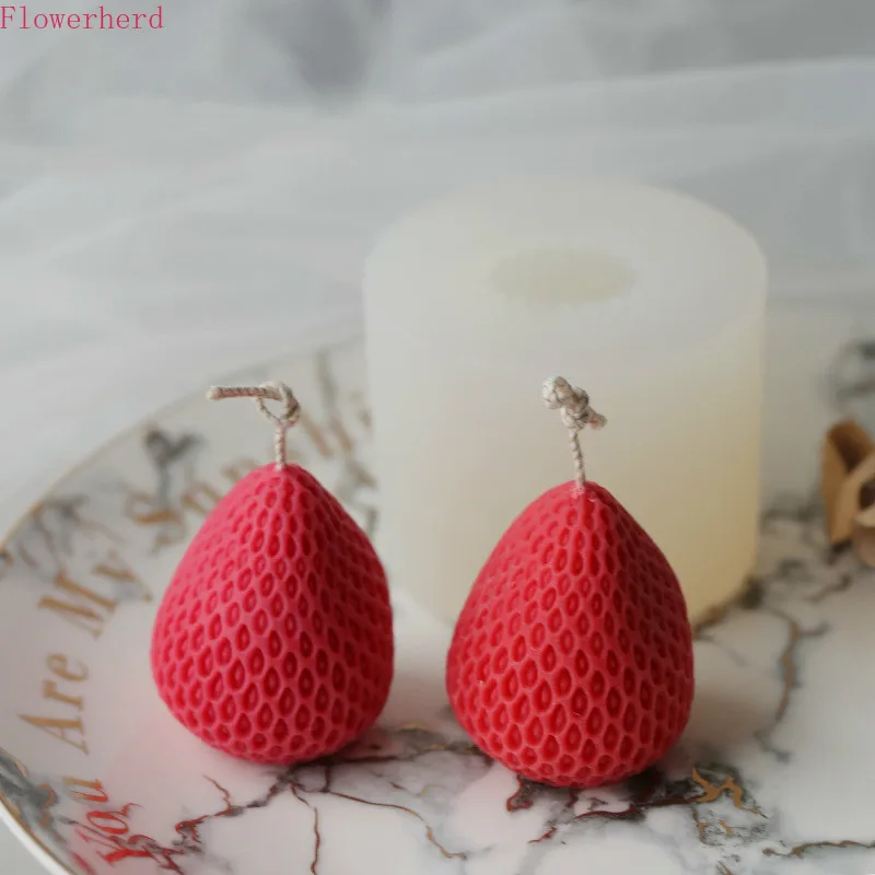 Large Strawberry Candle Mold Simulation Fruit Fondant Cake Silicone