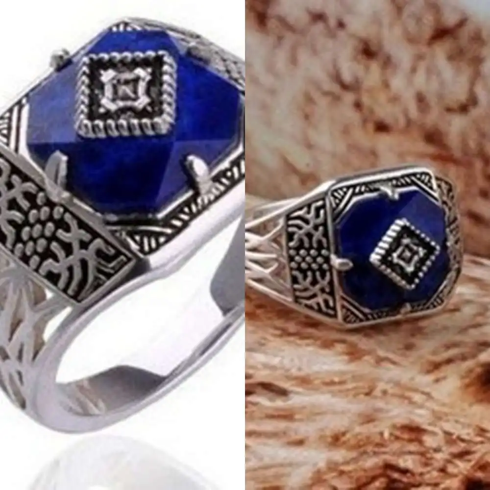 Vampiro diarios Caroline anillo más Popular anillo Vintage puramente hecha a mano lapislázuli anillos joyería para mujer regalo de cumpleaños