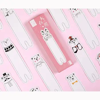 

30Pcs/Box Cute Big White Bear Student Paper Bookmark Stationery Book Holder Message Card School Supplies