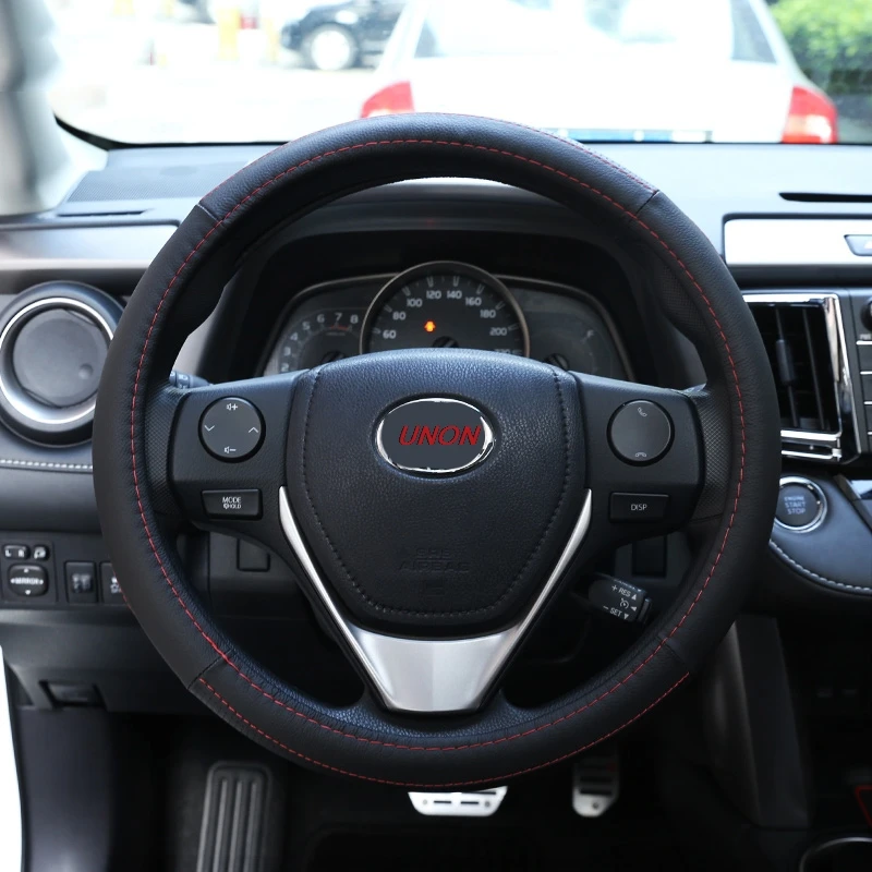 Ручная швейная крышка рулевого колеса 38 см для Toyota Yaris Tundra Tacoma RAV4 COROLLA, Aygo Avalon Auris аксессуары - Название цвета: Black 1pc