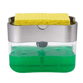 

Reusable Soap Pump Dispenser 2-in-1Kitchen Home Sponge Holder Portable Manual Press Soap Organizer ABS Kitchen Cleaner Tools