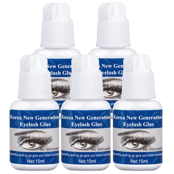 

5 Bottles Eyelash Extension Glue Professional Lash Glue 15ml From Korea Last Over 6 Weeks 4-6S Fasting Drying HPNESS