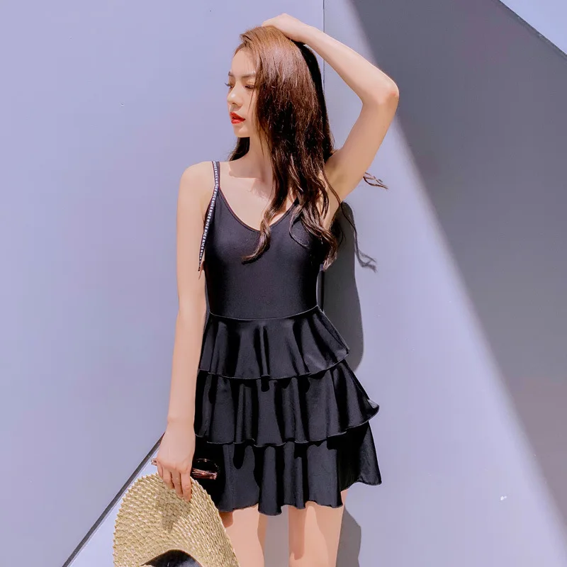 

Beach Swimwear Womens One Piece Swimsuits Woman Badpak Plus Size Women Onepiece Swimsuit New 2019 Black Female Cake Skirt Push