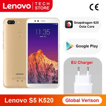 

Original Global Version Lenovo S5 K520 Smartphone 4GB 64GB ROM Snapdragon 625 Octa core Dual Rear 13MP Google Play Cellphone