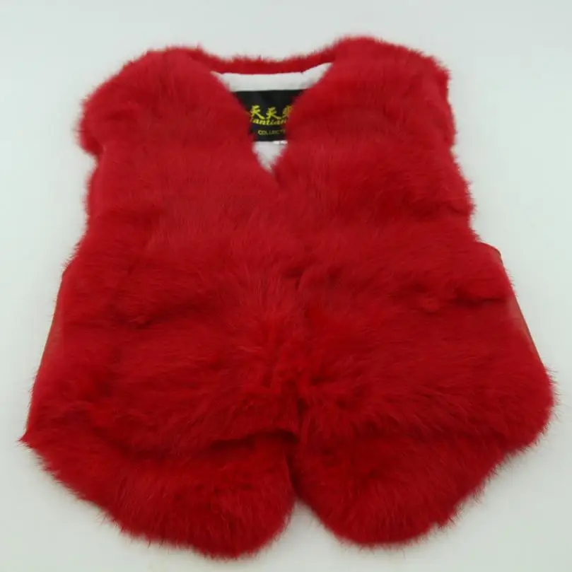 Жилет с натуральным кроличьим мехом детские куртки для девочек, новинка года, пальто из клееного меха для мальчиков жилеты с натуральным мехом Куртка Modis, верхняя одежда, Y2040 - Цвет: red