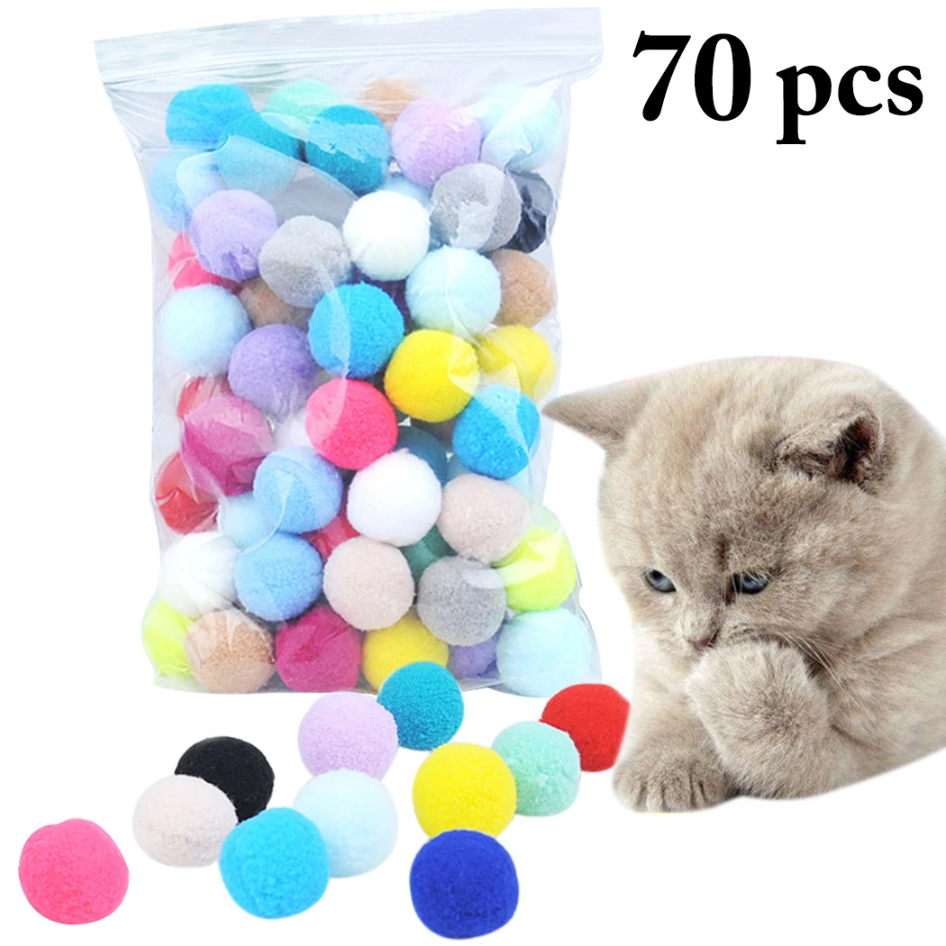 Cute Funny Cat Toys Stretch Plush Ball 0.98in Toy Creative Colorful Interactive Pom Chew Dropshipping | Дом и сад