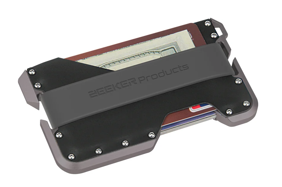 ZEEKER Алюминиевый RFID блокирующий держатель кредитной карты из натуральной кожи минималистичный кошелек серый металл для мужчин и женщин - Цвет: Grey black grey