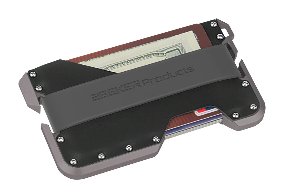 Grey black grey ZEEKER Алюминиевый RFID блокирующий держатель кредитной карты из натуральной кожи минималистичный кошелек серый металл для мужчин и женщин - Цвет: Grey black grey