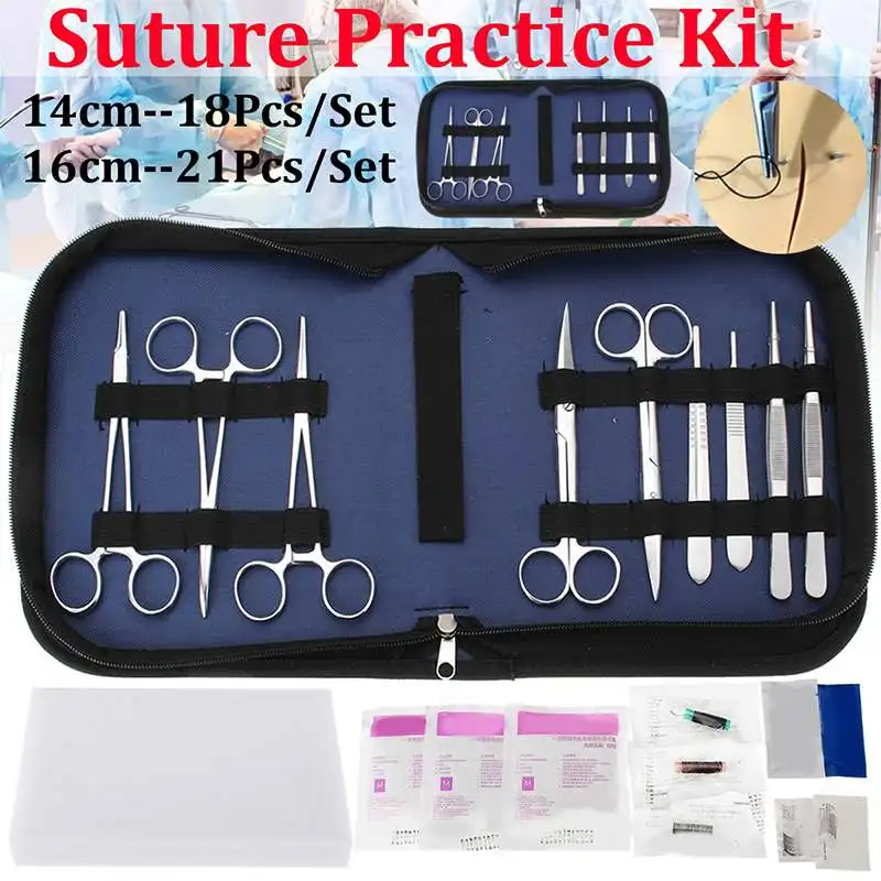 

18/21Pcs Surgical Suture Practice Tools Kit Medical Science Suture Operation Training Instrument Tool Kit For Medical Teaching