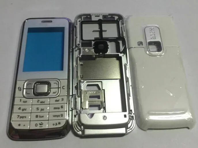 Полный корпус для Nokia 6120 6120C чехол-накладка+ средняя+ задняя крышка+ английская русская арабская клавиатура часть сотового телефона - Цвет: Белый